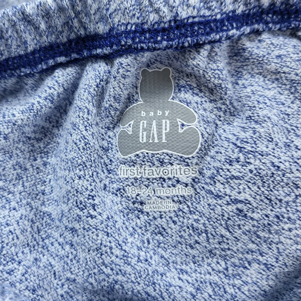 Baby Gap Boys Blue White Marled Long Sleeve Hoodie & Jogger Outfit Set 18-24 Mo.